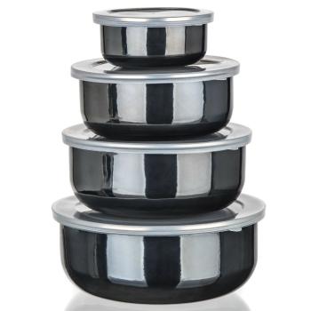  Banquet Súprava smaltovaných misiek METALLIC Black, 8 ks