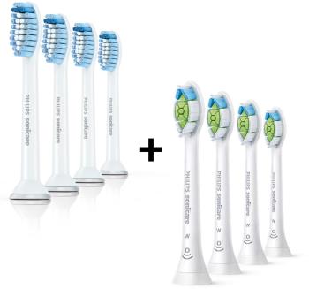 Elektromos fogkefe fej Philips Sonicare Sensitive HX6054/07, 4 db + Philips Sonicare W Optimal White HX6064/10, 4 db