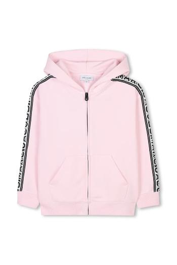 Detská mikina Marc Jacobs ružová farba, s kapucňou, s nášivkou, W60438