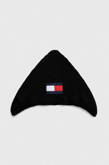 Detská čiapka Tommy Hilfiger čierna farba biela