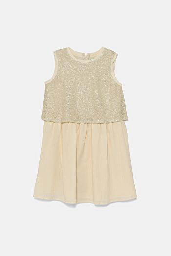Dievčenské šaty United Colors of Benetton béžová farba, mini, áčkový strih, 4PUECV03D