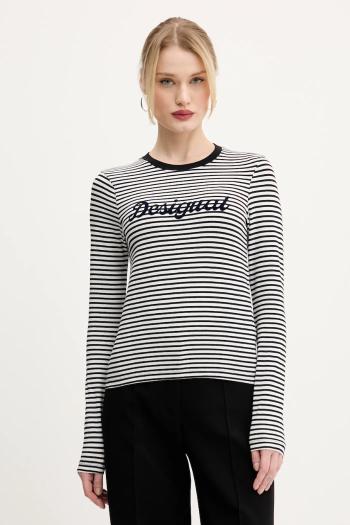 Tričko s dlhým rukávom Desigual WISCONSIN čierna farba, 25SWTK85