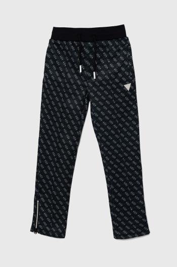 Detské tepláky Guess čierna farba, vzorované, L4YQ18 FL04Q