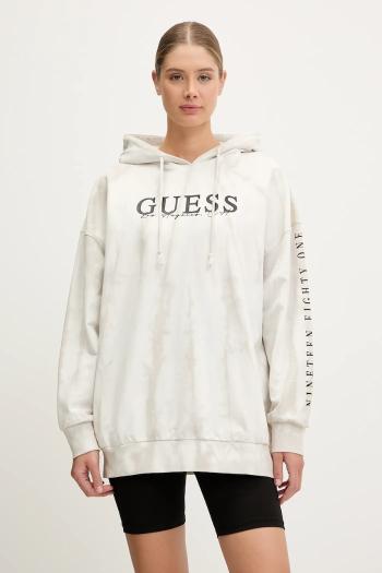 Mikina Guess šedá farba, s kapucňou, vzorovaná, V5GQ16 KCRQ0