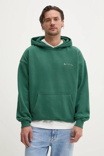Mikina Abercrombie & Fitch pánska, zelená farba, s kapucňou, s nášivkou, KI122-5215