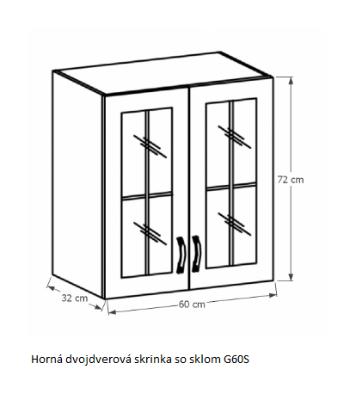 Tempo Kondela Kuchynská linka Provance Provance: Horná skrinka G60S - 60x72x32 cm