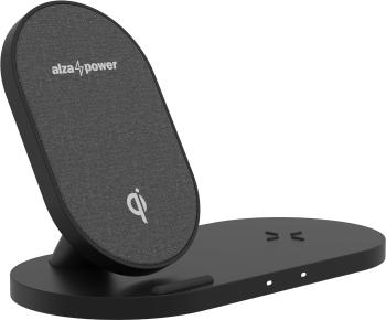 Vezeték nélküli töltő AlzaPower WC200 Wireless Dual Fast Charger fekete