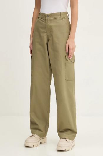 Bavlnené nohavice Dickies DUCK CANVAS zelená farba, rovné, stredne vysoký pás, DK0A864S