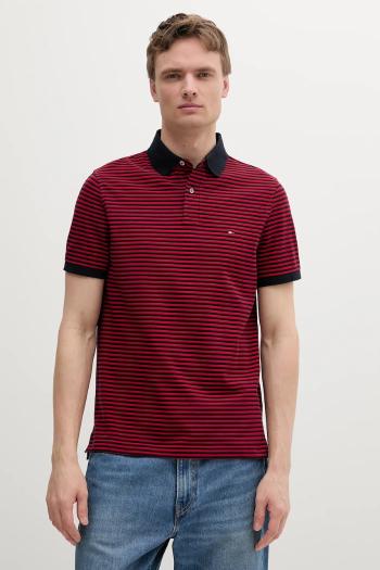 Polo tričko Tommy Hilfiger Pánske farba bordová so vzorom MW0MW17770