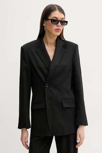 Sako s prímesou vlny MM6 Maison Margiela čierna farba, jednoradové, jednofarebné, S52BN0136.M35153