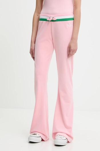 Velúrové tepláky Juicy Couture CHRISTINE STRIPE LOW RISE ružová farba, jednofarebné, JCWBJ225352