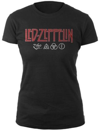 Led Zeppelin Tričko Logo & Symbols Womens Black XL