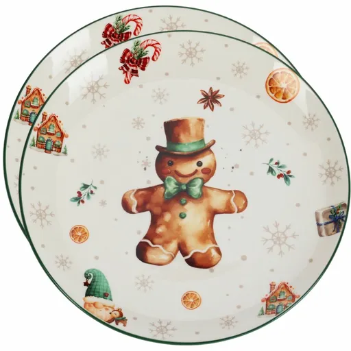 Súprava 2 porcelánových plytkých tanierov Gingerbread, 27 cm