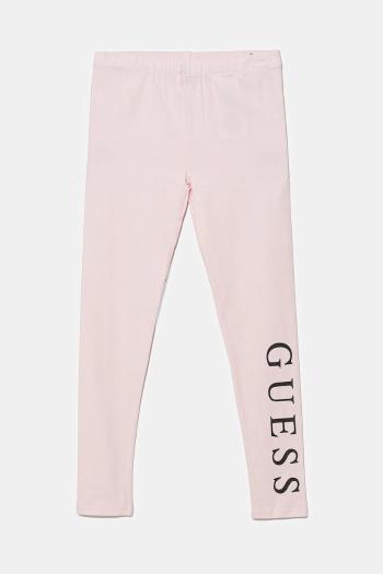 Detské legíny Guess ružová farba, s potlačou, J93B11 J1314