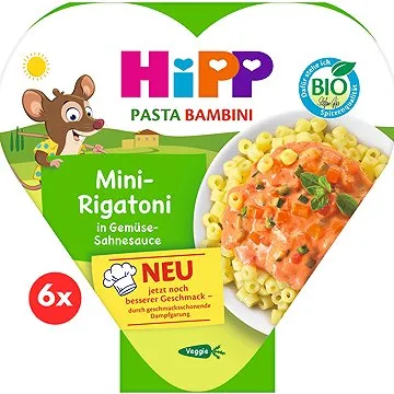 HiPP BIO Mini-Rigatoni so zeleninou v smotanovej omáčke 6× 250 g (4062300255364)