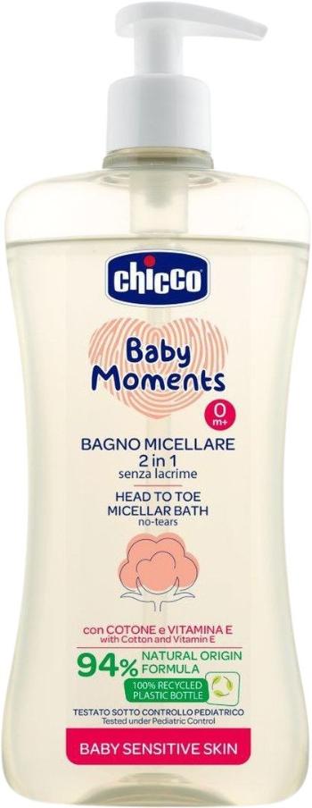 CHICCO Šampón micelárny na vlasy a telo s dávkovačom Baby Moments Sensitive 94 % prírodných zložiek 500 ml