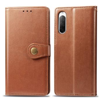 LEATHER BUCKLE Peňaženkový obal Sony Xperia 10 II hnedý