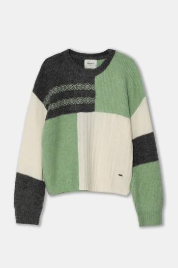 Detský sveter s prímesou vlny Pepe Jeans WINSLOW zelená farba, PG701102