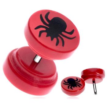 Fake piercing do ucha z akrylu - pavúk v červenom kruhu