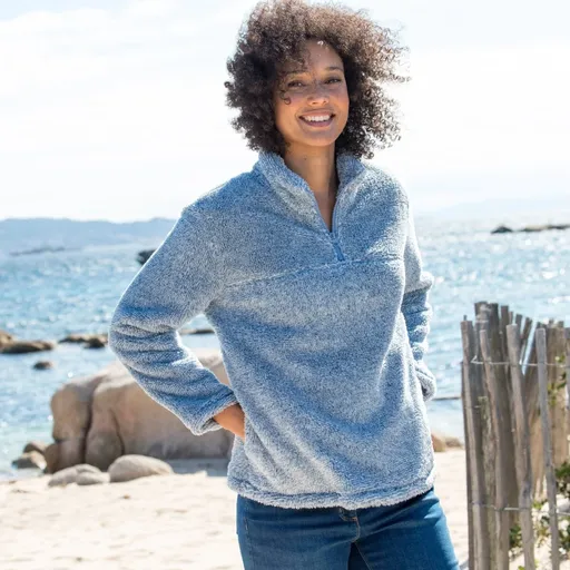 Mikina na zips z úpletu s predĺženým vláknom