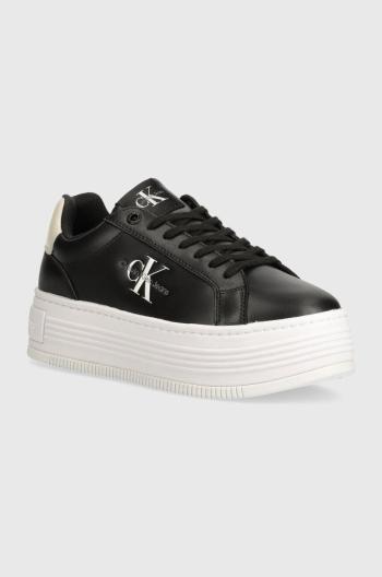 Tenisky Calvin Klein Jeans BOLD PLATF LOW LACE LTH ML MTL čierna farba, YW0YW01516