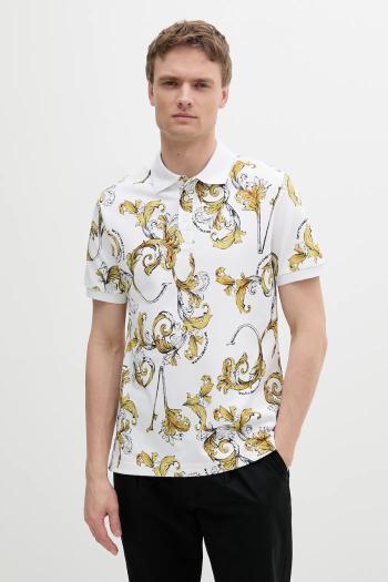 Bavlnené polo tričko Versace Jeans Couture biela farba, vzorovaná, 78GAG6S0 JS460