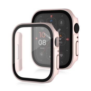 PC FULL COVER Plastový kryt so sklom pre Apple Watch SE / SE 2022 / SE 2023 (44mm) ružový