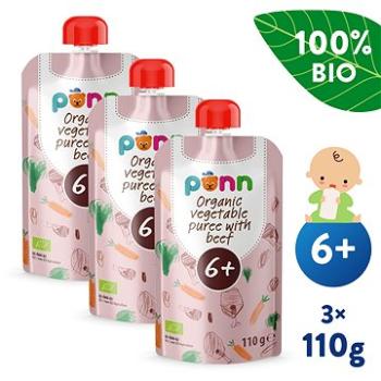 SALVEST Ponn BIO Hovädzie mäso so zeleninovým pyré 3× 100 g (8594200260767)