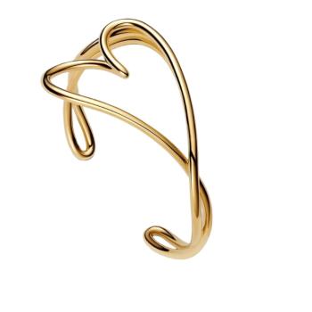 Pandora Pevný pozlátený náramok v tvare srdca Shine 563808C00 17,5 cm
