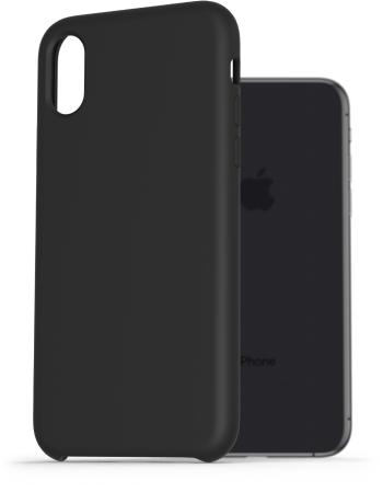 Telefon tok AlzaGuard Premium Liquid Silicone Case iPhone X / Xs fekete tok