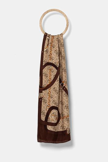 Šatka Guess FOULARD dámska, hnedá farba, vzorovaná, AW5246 SIL30