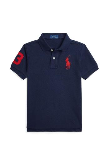 Detská bavlnená polokošeľa Polo Ralph Lauren tmavomodrá farba, s nášivkou, 322703635100