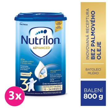 3x NUTRILON 3 Vanilla batoľacie mlieko 800 g, 12+