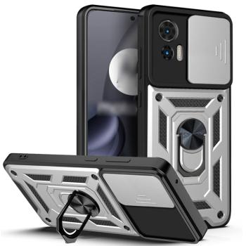 RING CAMERA Kryt s držiakom pre Motorola Edge 30 Neo strieborný