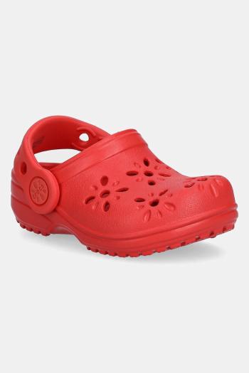 Šľapky Crocs CLASSIC FLORAL CUT OUT CLOG KIDS červená farba, 210944