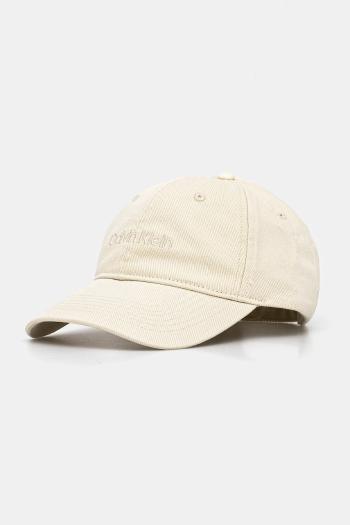 Bavlnená šiltovka Calvin Klein béžová farba, s nášivkou, LV04K5065G