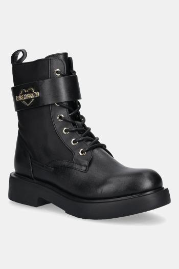 Členkové topánky Love Moschino čierna farba, na plochom podpätku, JA24024G1NIN100A