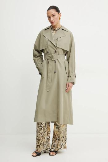 Trenčkot Guess AMIRA dámsky, zelená farba, prechodný, oversize, W5GL33 WHAE2