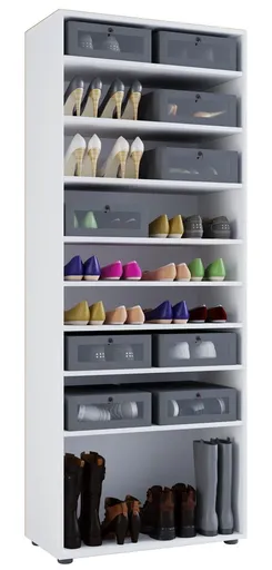 VCM Botník Vandol I bez dveří a 9 polic, bílý