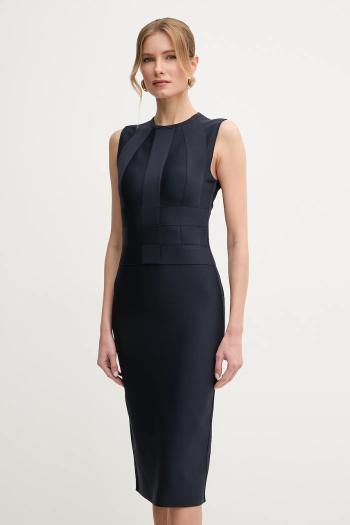 Šaty Herve Leger Julia tmavomodrá farba, midi, rovný strih, BWE8498975