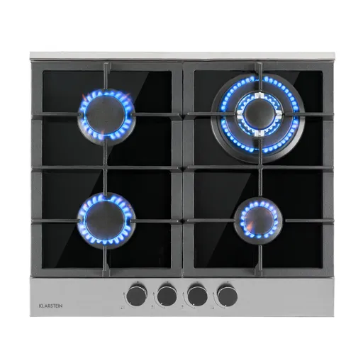 Klarstein Alchemist, plynová varná doska, 4 hliníkové horáky, sklokeramika, čierna