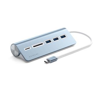 Satechi Aluminum USB-C USB-A Hub, 3x USB-A 3.0 és kártyaolvasó, kék