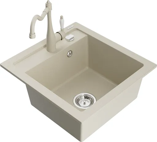 MEXEN/S MEXEN/S - Vito granitový drez 1-miska vrátane batérie Carla, béžová 6503-69-670700-69