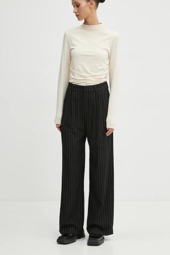Nohavice Hollister Co. dámske, čierna farba, rovné, vysoký pás, KI356-4145