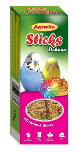 Avicentra Sticks Deluxe tyčinky pro andulky vitamíny a med 110 g