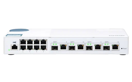 QNAP riadený switch QSW-M408-4C (12 portov: 8x Gigabit port + 4x 10G SFP+ / 10GbE kombo porty)