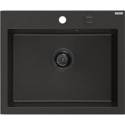 MEXEN/S MEXEN/S - Elix granitový drez 1-miska 600 x 500 mm, čierna/zlatá metalik, sifón čierna 6525601005-75-B
