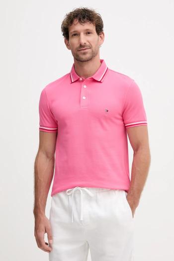 Polo tričko Tommy Hilfiger pánske, ružová farba, jednofarebné, MW0MW39993