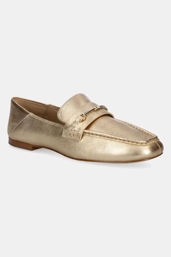 Kožené mokasíny MICHAEL Michael Kors Lena dámske, zlatá farba, na plochom podpätku, 40R5LEFP1M.740