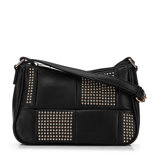 Dámska listová kabelka z ekokože s nitmi čierna